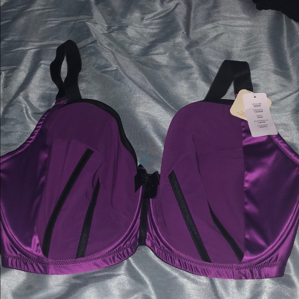 US 40HH Parfait Purple and Black Bra NWT